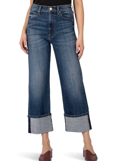 Kut From The Kloth Sienna High-rise Wide Roll-up Jeans In Unspeakable In Blue