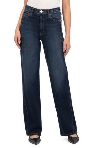 Kut From The Kloth High Rise Wide Leg Jeans In Fortitude With Euro Base Wash In Blue