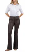 Kut From The Kloth Stella Coated High Rise Flare Jeans In Chocolate In Brown