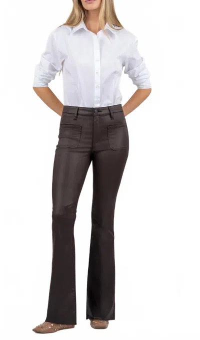 Kut From The Kloth Stella Coated High Rise Flare Jeans In Chocolate In Brown