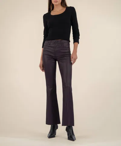 Kut From The Kloth Stella Coated High Rise Flare Pants In Sangria In Brown