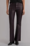 Kut From The Kloth Stella Coated Raw Hem High Waist Flare Jeans In Brown