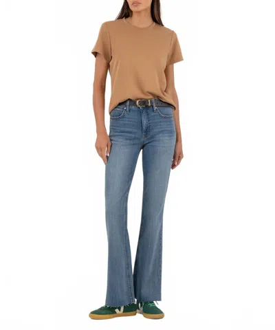 Kut From The Kloth Stella High Rise Flare Jeans In Hardworking With Medium Base Wash In Blue