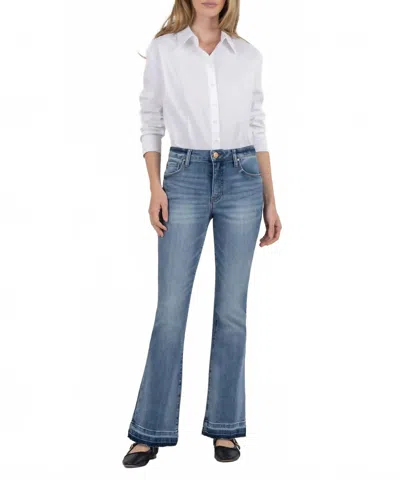 Kut From The Kloth Stella High Rise Flare Released Hem Jeans In Honor/medium Base Wash