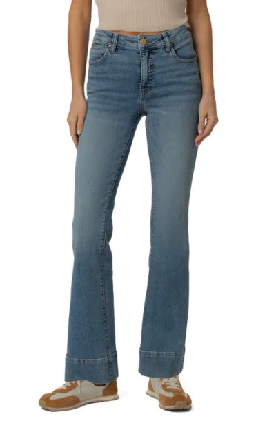Kut From The Kloth Stella High Waist Raw Hem Flare Jeans In Brown