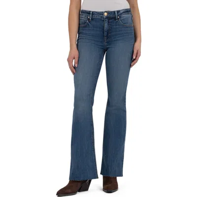 Kut From The Kloth Stella High Waist Raw Hem Flare Jeans In Blue