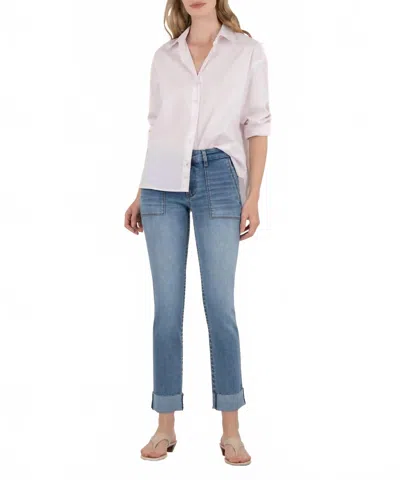 Kut From The Kloth Stevie Crop Straight Leg Jeans In Traditional In Blue