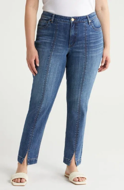 Kut From The Kloth Stevie Split Hem Mid Rise Straight Leg Jeans In Evaluate
