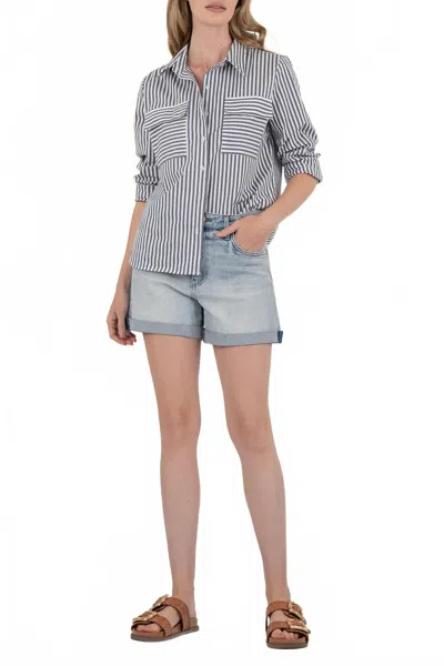 Kut From The Kloth Jenny High Rise Basic Raw Hem Short In Denim In Blue