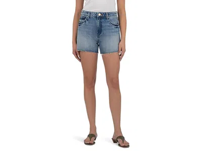 Kut From The Kloth Taylor High Rise Shorts With 5 Pockets With Raw Hem In Blue