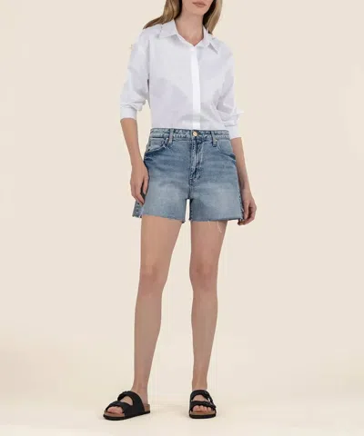 Kut From The Kloth Taylor Raw Hem High Rise Shorts In Freedom In Blue