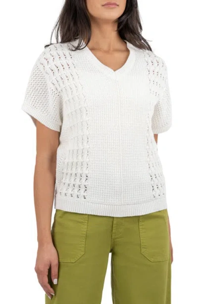Kut From The Kloth Tilda Open Stitch Organic Cotton Pullover In Off White