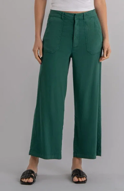 Kut From The Kloth Topaz High Waist Crop Wide Leg Linen Blend Pants In Green