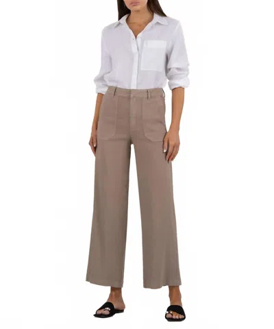 Kut From The Kloth Topaz Linen High Rise Wide Leg Pants In Khaki
