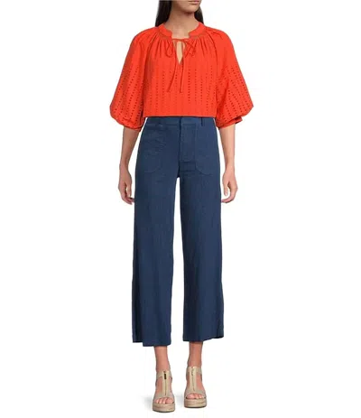 Kut From The Kloth Topaz Linen High Rise Wide Leg Pants In Ocean Blue