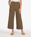 Kut From The Kloth Topaz High Waist Crop Wide Leg Linen Blend Pants In Green