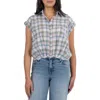 Kut From The Kloth Vega Plaid Bubble Hem Cotton Button-up Shirt
