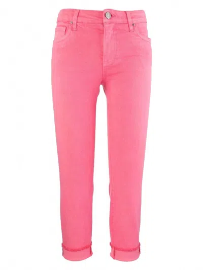 Kut From The Kloth Women's Amy Crop Straight Leg-roll Up In Sugar Coral In Pink