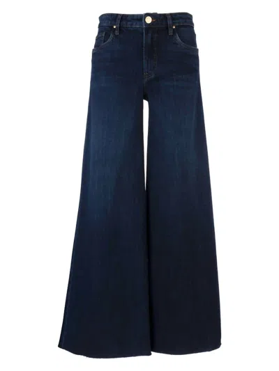 Kut From The Kloth Blake High Rise Fab Ab Super Wide Leg Raw Hem Jeans In Indusputable In Blue