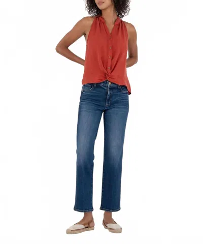 Kut From The Kloth Women's Hester Twist Front Sleeveless Top In Terracotta In Red