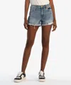 Kut From The Kloth Jane Distressed High Waist Fray Hem Cutoff Denim Shorts In Gray