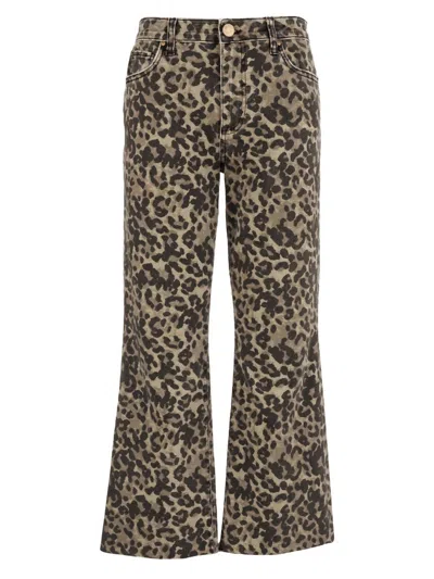 Kut From The Kloth Women's Kelsey Denim Kick Flare Jeans In Leopard Print In Brown