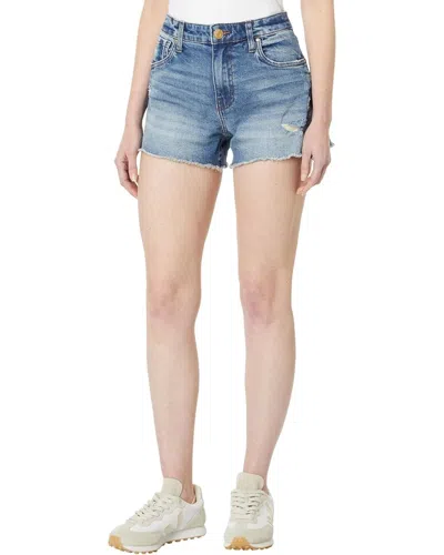 Kut From The Kloth Women's  Jane Shorts Blue Denim Fray Hem High Rise Jdm2714