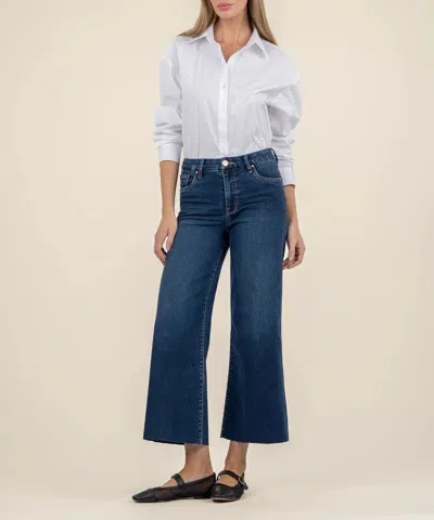 Kut From The Kloth Women's  Meg Jeans Demure Denim Raw Hem Wide Leg Gbo2268 In Blue
