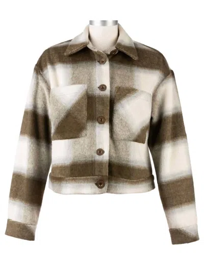 Kut From The Kloth Women's Luciana Crop Jacket With Drop Shoulder In Olive In Multi