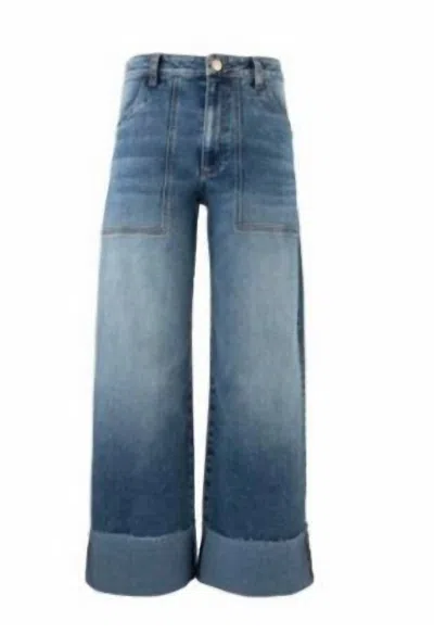 Kut From The Kloth Meg High Rise Fab Ab Wide Legs Roll Up Regular Hem In Blue