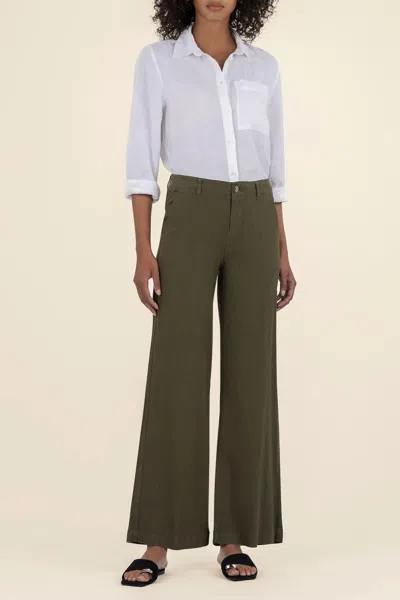 Kut From The Kloth Women's Meg Linen Wide Leg Pant In Forest Green