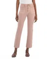 Kut From The Kloth Reese Patch Pocket Raw Hem Crop Slim Straight Leg Jeans In Pink
