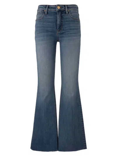 Kut From The Kloth Women's Stella High Rise Flare Jean With Raw Hem In Hardworking In Blue