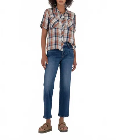 Kut From The Kloth Wynn Shirt In Navy And Camel In Multi