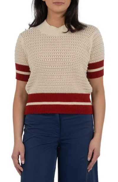 Kut From The Kloth Zyla Short Sleeve Cotton Sweater In Neutral