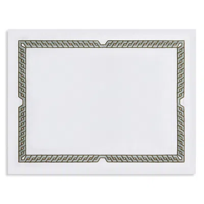 Kutnia Aegean Key Embroidered Linen Placemat, Set Of 4 In White