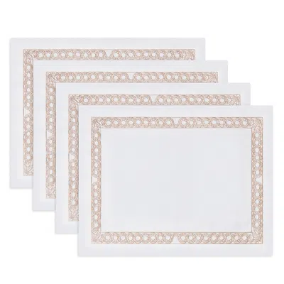 Kutnia Anatolia Scroll Embroidered Placemat, Set Of 4 In Neutral