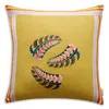 Kutnia Kutnu Reversible Pillow With Feather Embroidery, 18 X 18 In Yellow