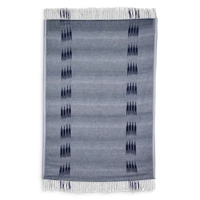Kutnia Peshtemal Cotton Ikat Throw Blanket In Blue