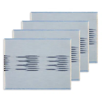 Kutnia Peshtemal Ikat Cotton Fringe Placemats, Set Of 4 In Blue