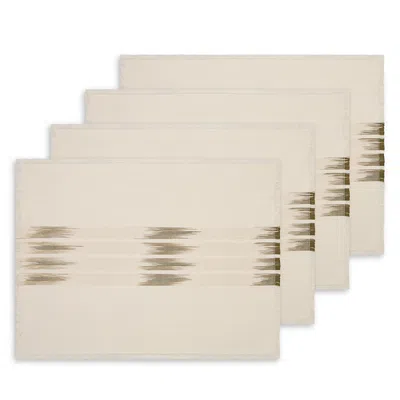 Kutnia Peshtemal Ikat Cotton Fringe Placemats, Set Of 4 In Brown