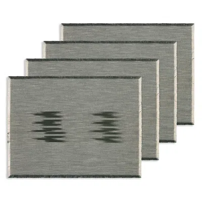 Kutnia Peshtemal Ikat Cotton Fringe Placemats, Set Of 4 In Green