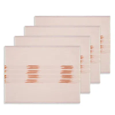 Kutnia Peshtemal Ikat Cotton Fringe Placemats, Set Of 4 In Pink