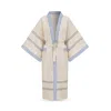 Kutnia Peshtemal Kimono With Kutnu Trim In Neutral