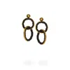 Kuu Women's Gold / Black Two-looped Hoop Earrings - Black Crystal, Gold