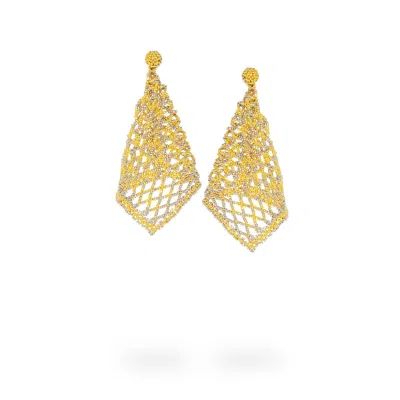 Kuu Women's Gold / Silver Net Earrings 2 - Gold, Platinum
