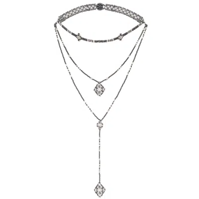 Kuu Women's Mini Wixarika Necklace - Metallic Gray, Silver In Gold
