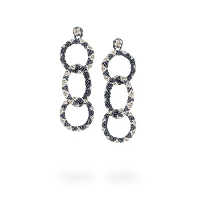 Kuu Women's Three-looped Hoop Earrings - Grey Crystal, Platinum, Silver In Gray