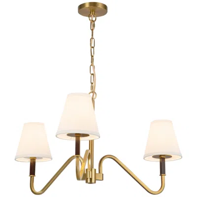Kuzco Sloan 30-in Brushed Gold Chandelier With White Linen Shade