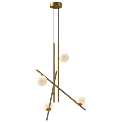 Kuzco Amara Led 32-in Brushed Gold/glossy Opal Glass Led Chandeliers